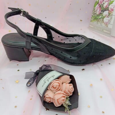 Sandal bít mũi got trụ lưới chấm bi