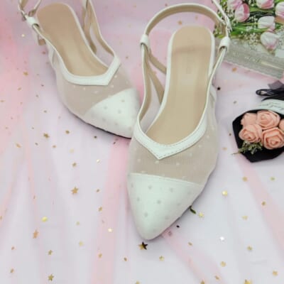 Sandal bít mũi got trụ lưới chấm bi